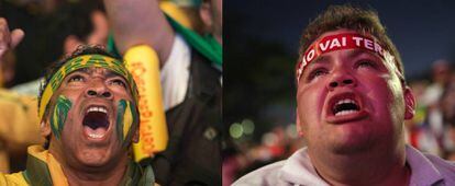 As reações à votação do impeachment, em São Paulo (à esq.) e em Brasília.