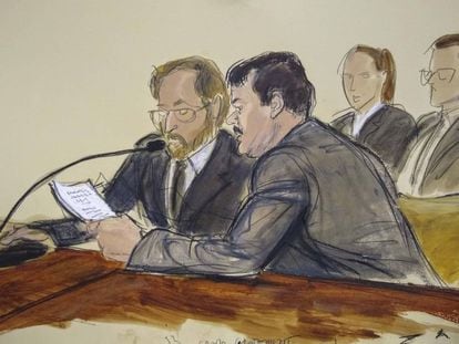 El Chapo, na quarta-feira passada, durante a leitura da sua sentença no Brooklyn.