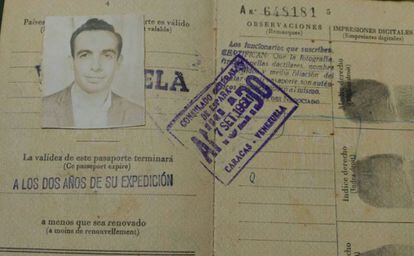 O passaporte espanhol de Ernesto quando migrou para a Venezuela, aos 23 anos, a bordo do barco 'Lucania'.