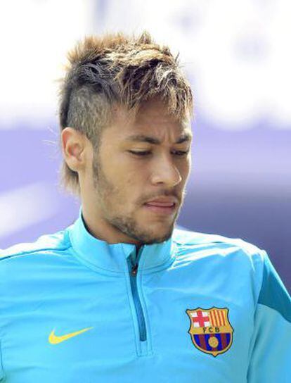 Neymar, durante o treinamento do Barcelona nesta terça-feira.