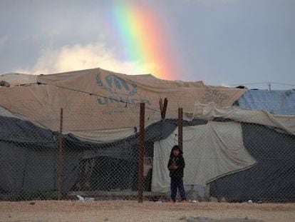 Uma criança síria refugiada no campo de Zaatari, em Jordânia.