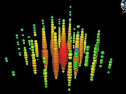 Neutrino registrado no observatório IceCube, na Antártida