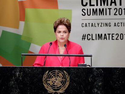 A presidenta Dilma na c&uacute;pula da ONU.