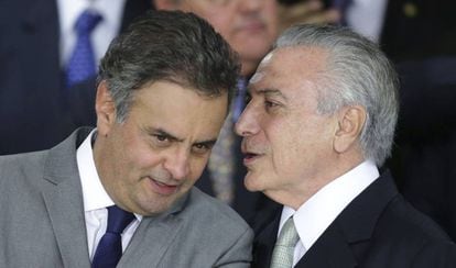Aécio Neves e Michel Temer, em maio do ano passado, alvo das acusações dos executivos da JBS.