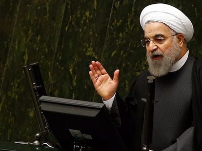 O presidente do Irã, Hosan Rohani, hoje em Teerã.