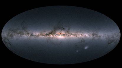 Imagem da Via Láctea e outras galáxias próximas.