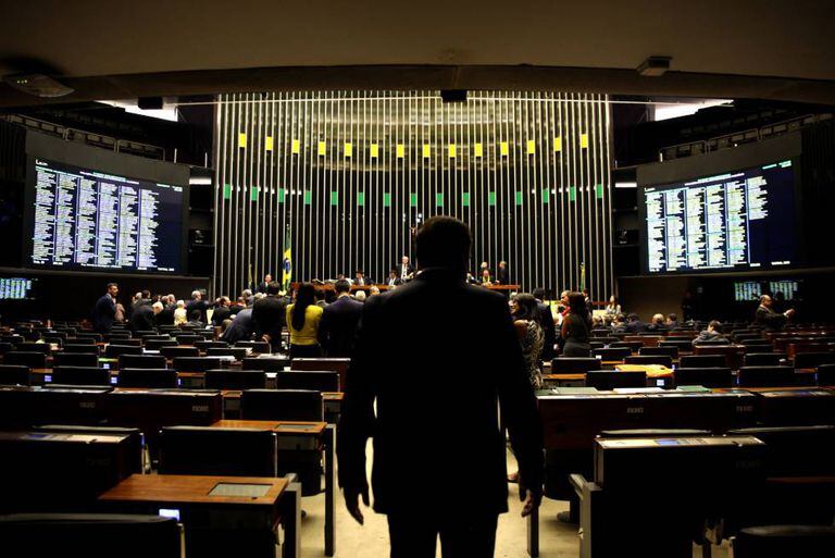 Vista da Câmara dos Deputados durante uma sessão.