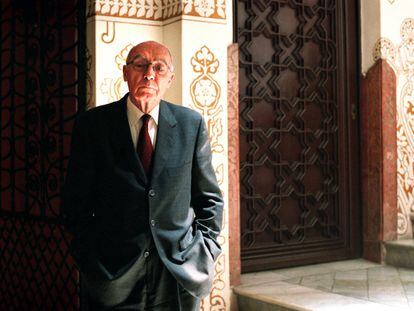 José Saramago, em Barcelona, durante a apresentação de sua novela 'Ensaio sobre a lucidez', em 2004