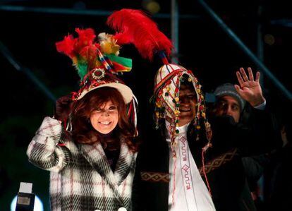 Cristina Kirchner e Evo Morales na quarta-feira em Buenos Aires.