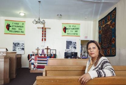 Francisca Lino, refugiada na Igreja Metodista Unida Adalberto, em Chicago.