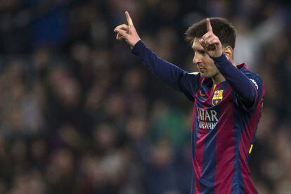 Messi comemora um gol contra o Córdoba.