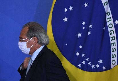 Paulo Guedes durante evento no Palácio do Planalto em 27 de setembro.