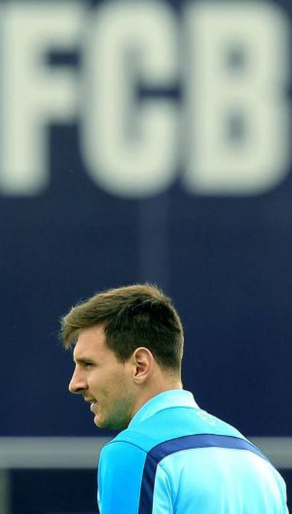Messi em um treinamento do Barcelona.