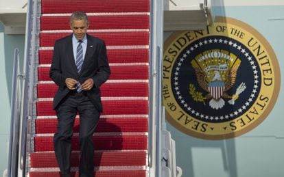 Obama, nesta quinta-feira, ao voltar de Austin para Washington.