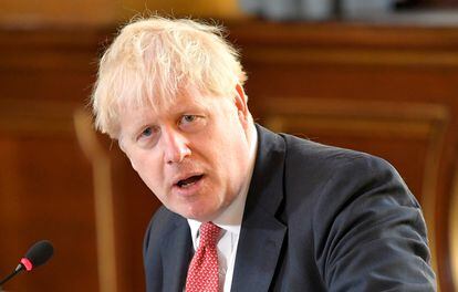 O primeiro-ministro do Reino Unido Boris Johnson durante um discurso em Londres, no dia 1 de setembro.
