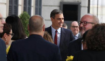 Pedro Sánchez, em sua chegada ao Congresso.