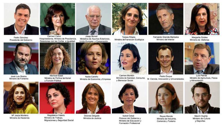 Integrantes do Executivo de Pedro Sánchez.