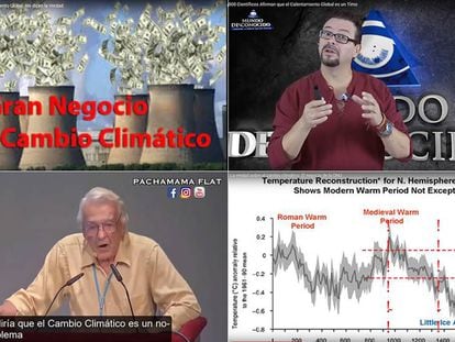 Captura de vídeos do YouTube que negam a mudança climática.