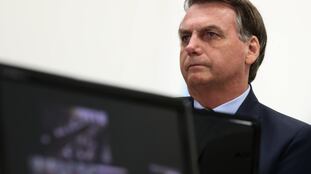 O presidente Jair Bolsonaro durante teleconferência com governadores.