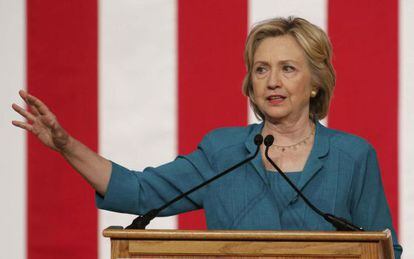 Hillary Clinton, durante seu discurso em Miami.