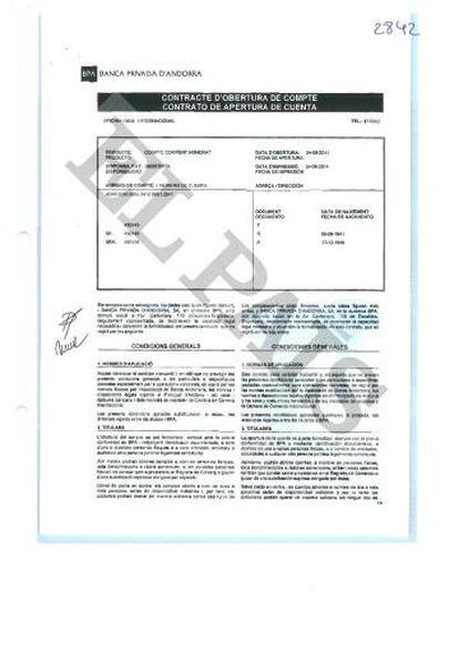 Contrato de abertura de uma conta cifrada na BPA vinculada aos pais do ex-ministro panamenho Demetrio Papadimitriu. Odebrecht depositou mais de dois milhões de dólares nessa conta.