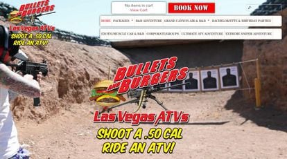 Captura de tela do site da hamburgueria Bullets and Burgers.