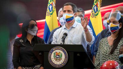 O oposicionista venezuelano Juan Guaidó, em entrevista à imprensa em Caracas, na quarta-feira passada.