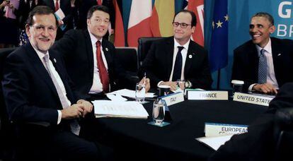 Mariano Rajoy, Matteo Renzi, Francois Hollande e Obama.