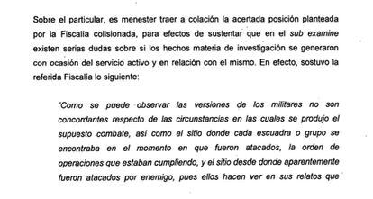 Detalhe da resolução sobre o homicídio de Jair Tobías Mendoza e Néstor Enrique Mendoza.