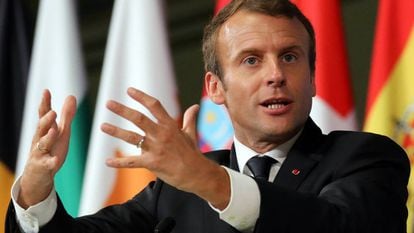 Emmanuel Macron na terça-feira, na Sorbonne
