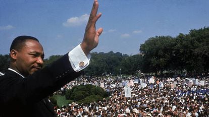 Martin Luther King, no Monumento a Lincoln em Washington