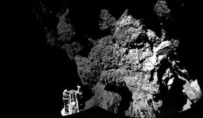 A sonda 'Philae', sobre o cometa 67P/Churyumov-Gerasimenko.