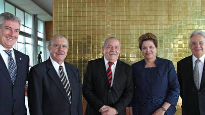 Os &uacute;ltimos cinco presidentes brasileiros vivos, todos citados nas dela&ccedil;&otilde;es da Odebrecht. 