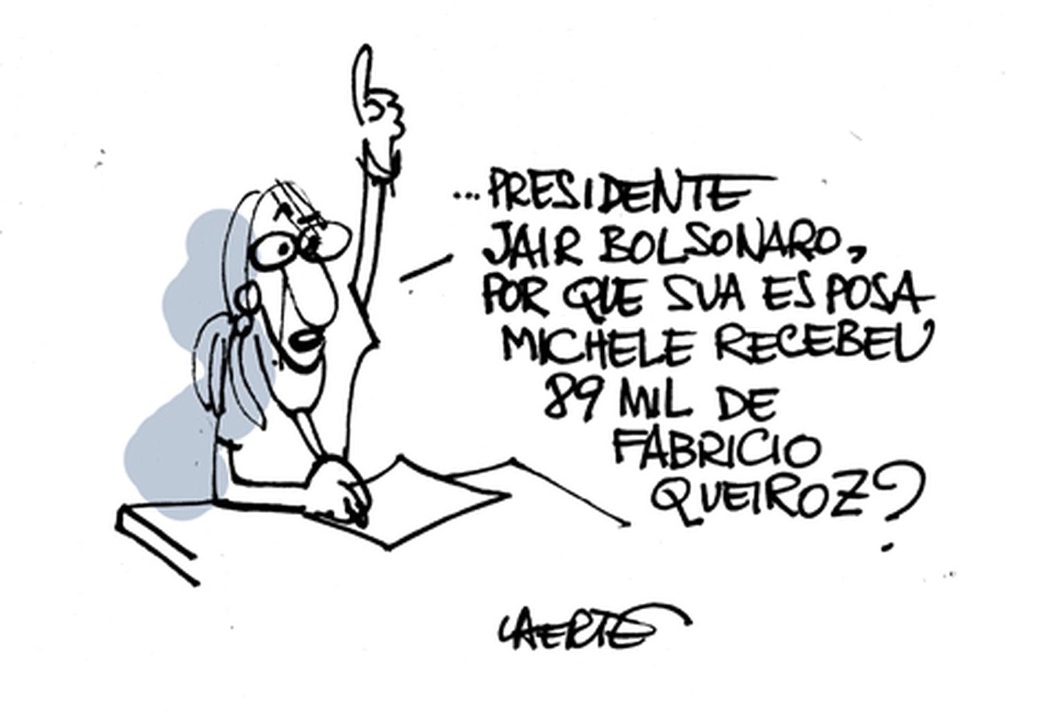 A cartunista Laerte desenhou a pergunta para Bolsonaro que ganhou o Twitter e publicou na rede.