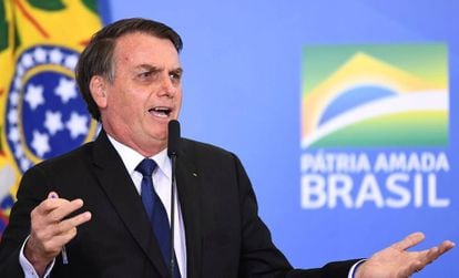 Bolsonaro em evento no Palácio do Planalto, no dia 7 de maio.