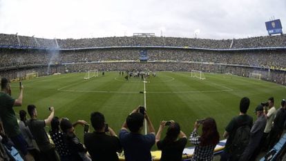 Boca Juniors, no último treinamento na Bombonera antes da final
