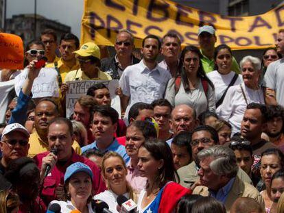 Manifestação contra a prisão de Ledezma, na sexta-feira, em Caracas.