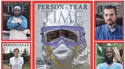 As cinco capas dedicadas aos lutadores contra o ebola.