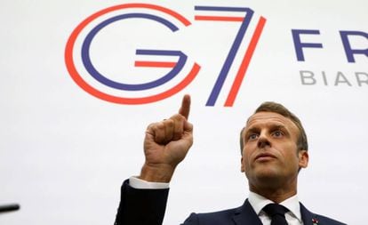 O presidente francês, Emmanuel Macron, em Biarritz