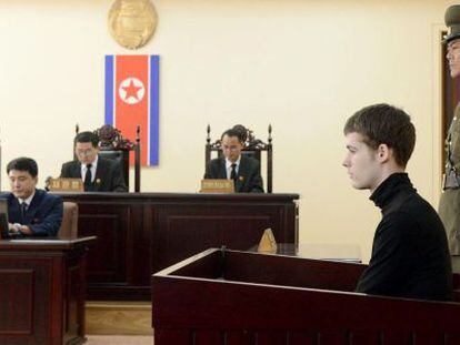 Matthew Todd Miller, em seu julgamento na Coreia do Norte.