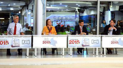 Os candidatos à prefeitura de Bogotá em um debate.