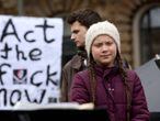 Greta Thunberg durante una protesta. 