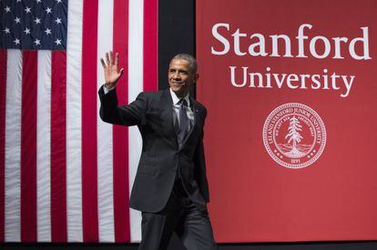 Obama, em sua intervenção na Universidade de Stanford.