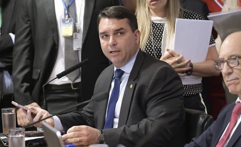 Flávio Bolsonaro, no Senado, nesta terça-feira.