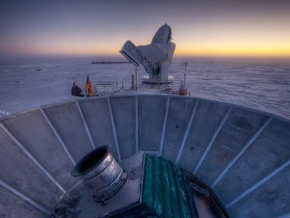 O telescópio BICEP2, instalado na base antártica Amundsen Scott, onde os cientistas dizem ter detectado impressões do Big Bang.