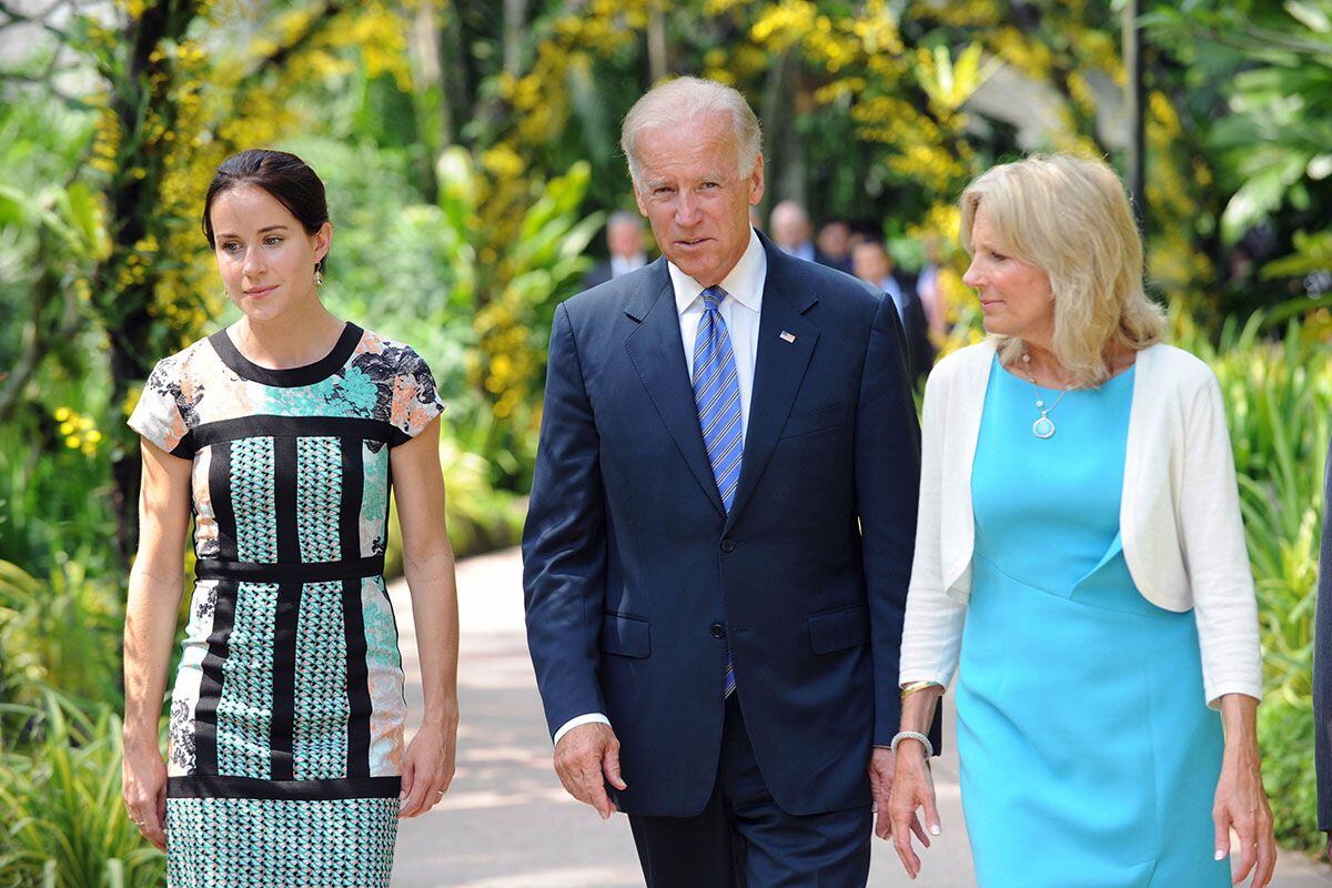 Jill e Joe Biden com sua filha Ashley. 