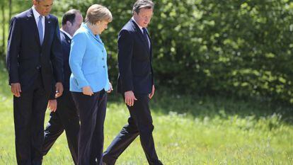 Obama, Hollande, Merkel e Cameron no encontro do G7.