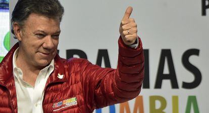 Juan Manuel Santos após conhecer os resultados no domingo.