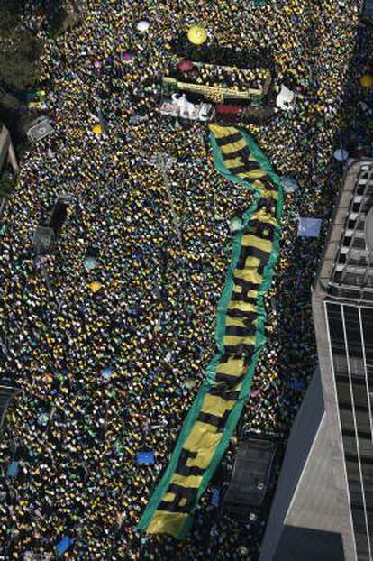 Manifestação contra Dilma Rousseff em São Paulo em agosto.