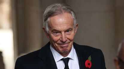 O ex-primeiro-ministro britânico Tony Blair após uma missa pelo Dia da Lembrança, em 8 de novembro, em Londres.